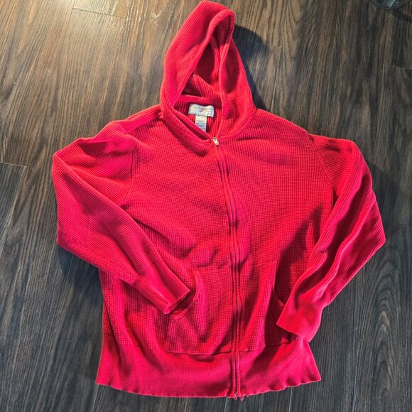 SAG HARBOR Cotton Thermal Long-Sleeved Red Hoodie SIZE 1X - Picture 1 of 5